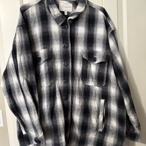 Lucky Brand Black & White Plaid Shirt Jacket